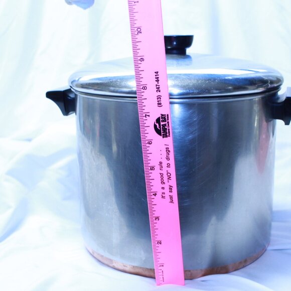 Revere Ware 1801 Vintage Copper Bottom 8 QT Stock Pot W Lid - Clinton, ILL - Picture 11 of 11
